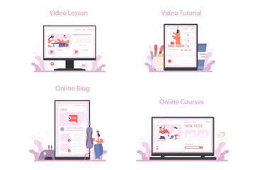 Manicurist service online service or platform set. Nail treatment.