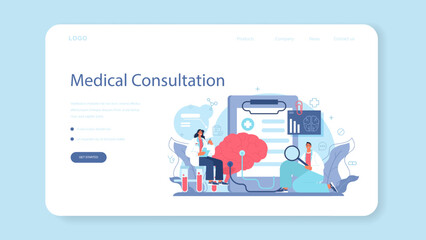Neurologist web banner or landing page. Doctor examine