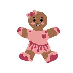 Festive cookies with a gingerbread man. Biscuits in the shape of a man with colored icing. Happy Christmas decoration. Happy Christmas.