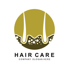 Hair Care Logo, Scalp Layer Design, Health Salon Brand Illustration