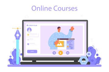 Web designer online service or platform. Interface and content