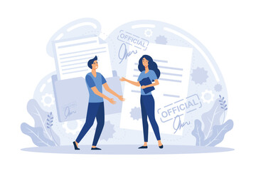 Privacy policy, official document information in form of text, customer database information about companys clients who made transactions. Protecting your privacy, flat vector modern illustration