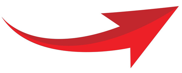  red arrow icon on white background. flat style. arrow icon for your web site design, logo, app, UI. arrow indicated the direction symbol. curved arrow sign.