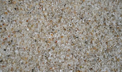 Caribbean beach sand with grains of white sand and sea wave that wets the shore