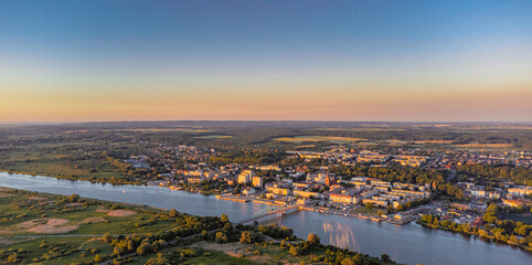 Panorama of the city of dawn