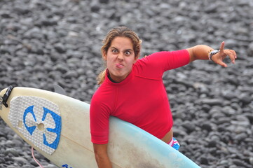 funny person with a surfingboard