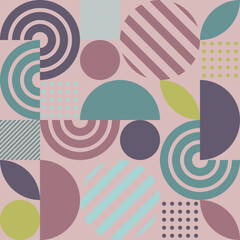geometric background with circles, petals and squares