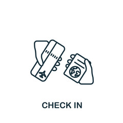 Check In icon. Line simple Travel icon for templates, web design and infographics