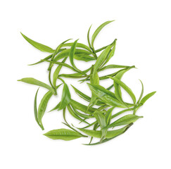 Green tea leaves isolated on transparent background. (.PNG)