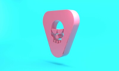 Pink Guitar pick icon isolated on turquoise blue background. Musical instrument. Minimalism concept. 3D render illustration