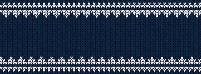Ugly sweater Christmas party border. Knitted background pattern scandinavian ornaments.