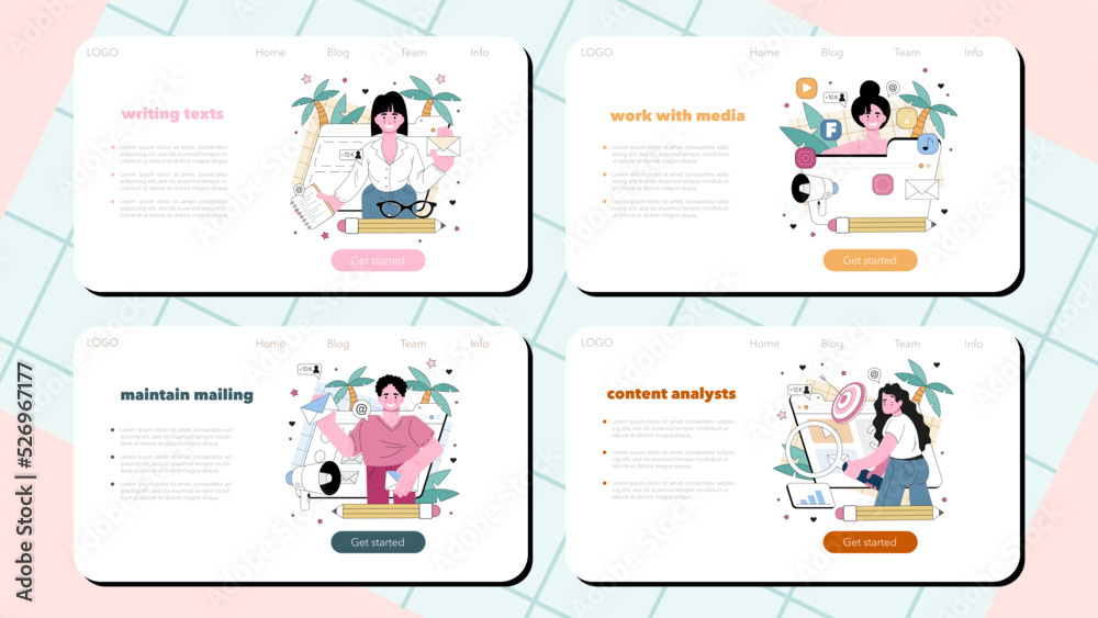 Canvas Prints content manager web banner or landing page set. idea of digital promotion
