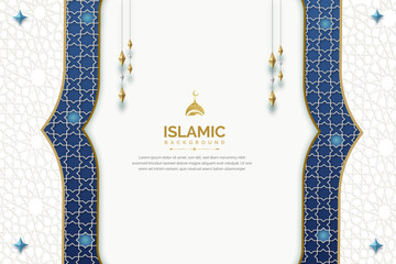 Arabic elegant luxury white and golden ornamental background