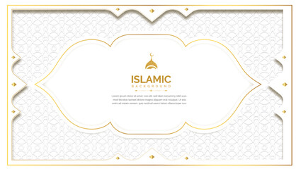 Arabic islamic elegant luxury white and golden ornamental background