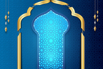 Islamic ramadan greeting background and islamic crescent ornaments