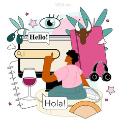 Spanish language online service or platform. Language school © inspiring.team