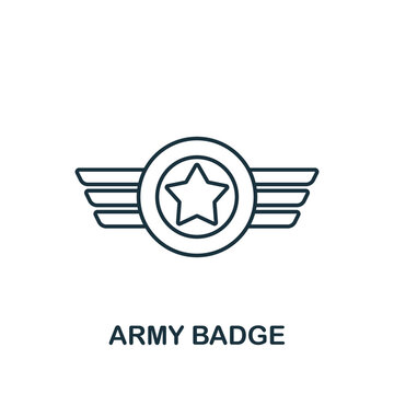 Army Badge icon. Line simple line War icon for templates, web design and infographics