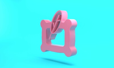 Pink Rectangular pillow icon isolated on turquoise blue background. Cushion sign. Orthopedic pillow. Minimalism concept. 3D render illustration