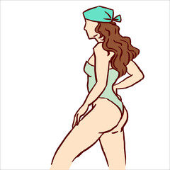 girl in a swimming costume vector for card illustration decoration