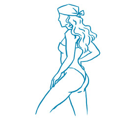 abstract art woman in a swimming costume vector for card illustration background