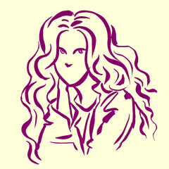 girl with long hair vector for card illustration decoration 