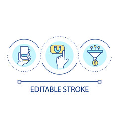 Call to action buttons loop concept icon. User interface. Webpage elements. Website development abstract idea thin line illustration. Isolated outline drawing. Editable stroke. Arial font used