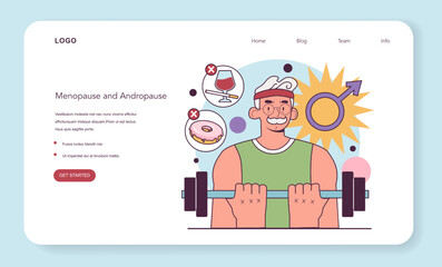 Andropause or male menopause web banner or landing page. Decrease