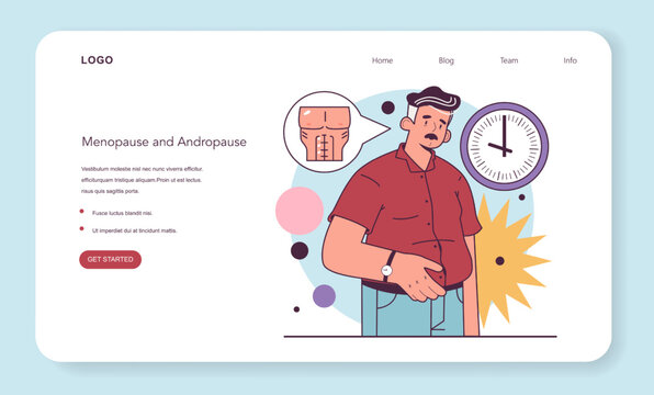 Andropause Or Male Menopause Web Banner Or Landing Page. Decrease