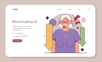 Aging or getting old concept. Old character, time flies metaphor.