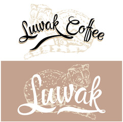 set of horizontal Traditional coffee logo template. Luwak coffee label vector for your brand label,cafe or shop.