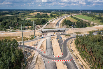 Construction site of S7 express road in Ruda village near Tarczyn city, Poland