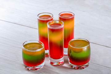 Sweet jelly in glass jars