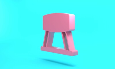 Pink Pommel horse icon isolated on turquoise blue background. Sports equipment for jumping and gymnastics. Minimalism concept. 3D render illustration