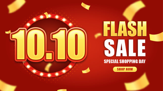 1010 shopping day festival flyer and banner text effect