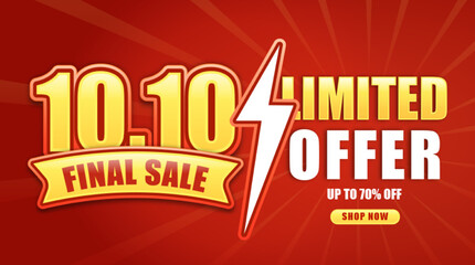 Naklejka premium 1010 shopping day festival flyer and banner text effect