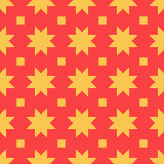 Abstract geometric african seamless pattern. Vector background in orange-yellow color.