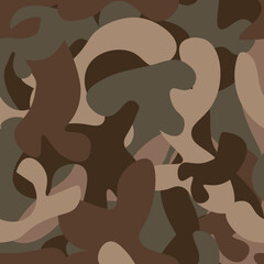 Camouflage seamless vector pattern. Abstract modern vector military background. Fabric textile print template. Classic clothing style masking camo repeat print, shades of Green, brown, olive colors 