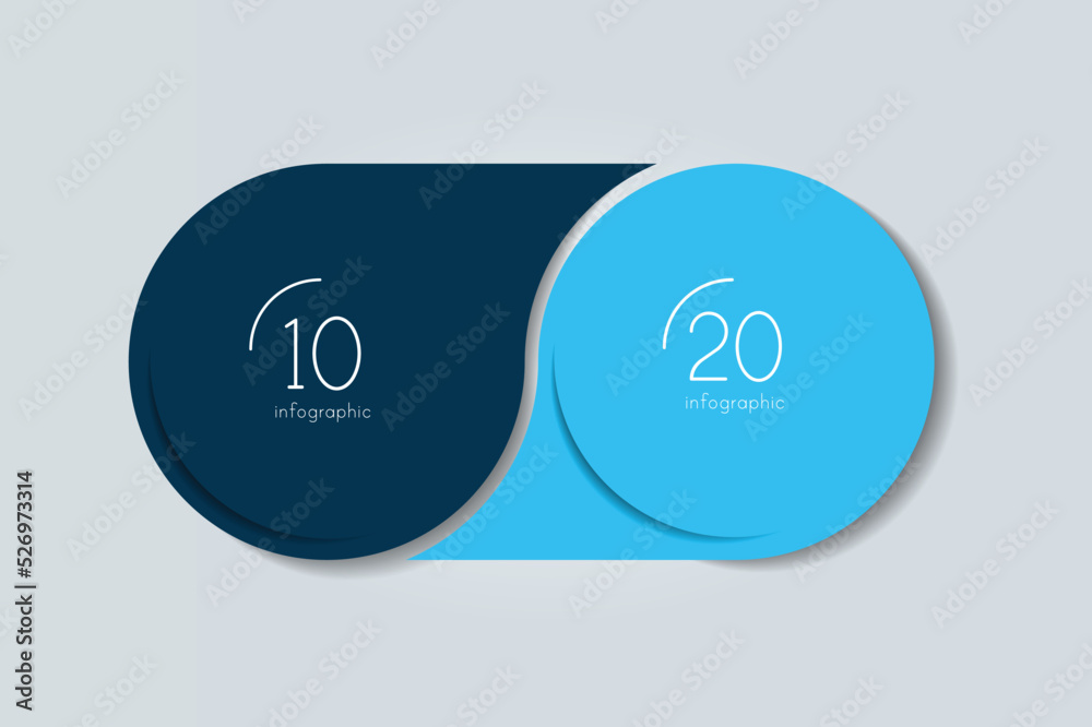 Wall mural 2 elements scheme, diagram. two connected circles. infographic template.