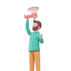 Man with Megaphone. 3D render