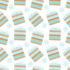 Fototapeta na wymiar Pattern Gift for Christmas and New Year. Transparent background. Vector illustration
