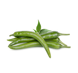 Fresh chilli with leaves isolated on transparent background. (.PNG)