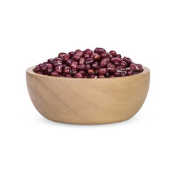 Red bean seeds in a wooden cup isolated on transparent background. (.PNG)