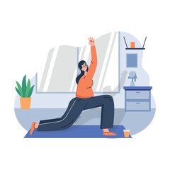 Girl doing morning exercise illustration