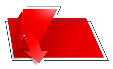 Red 3D background with arrow down - for web banner with special offer or mega sale