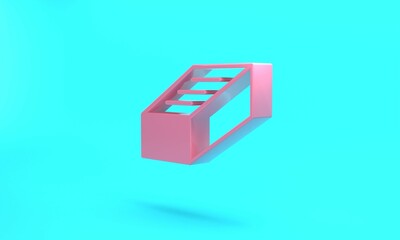 Pink Brick icon isolated on turquoise blue background. Minimalism concept. 3D render illustration