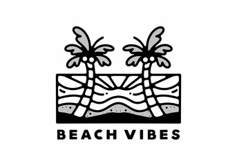 Beach vibes graphic design in mono line art