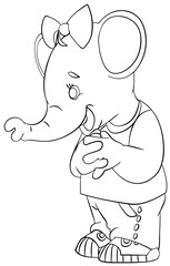 Elephant. Element for coloring page. Cartoon style.