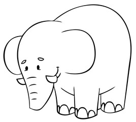 Elephant. Element for coloring page. Cartoon style.