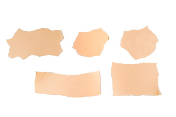 Empty beige paper pieces isolated. Space for text or design.