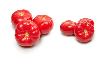 Red fresh tomato isolated on white background.